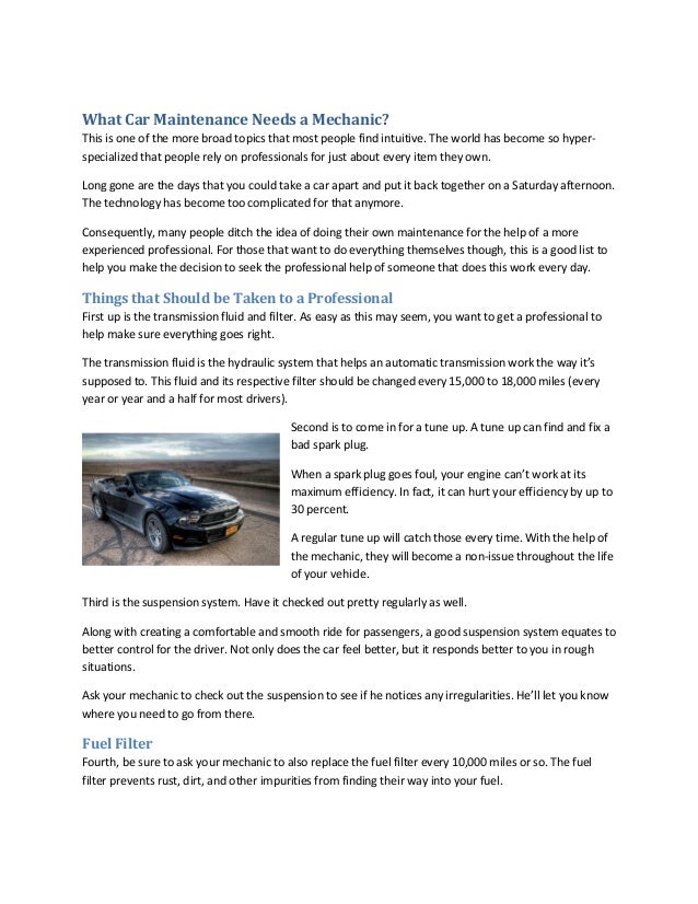 a list of items to check on cars very day